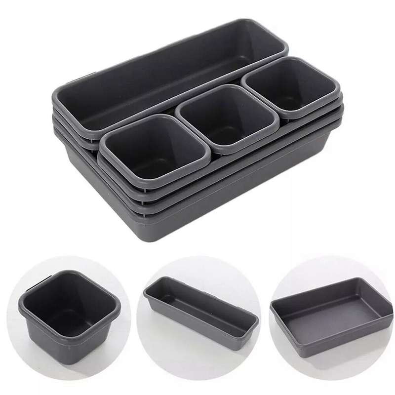 16pcs Storage Drawer Make Up Brush Clothes Holder -dark Gray