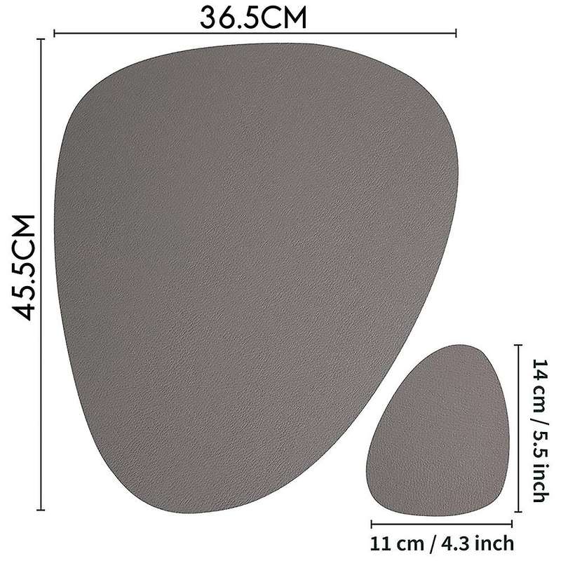 Placemats Leather and Coasters, Washable Placemats (grey Pink)