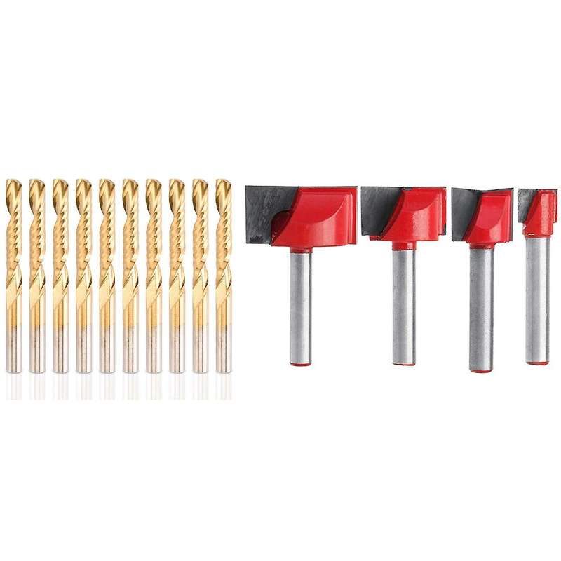 10 Pack Cnc Router Bits Spiral Router Bit Set Titanium Coated