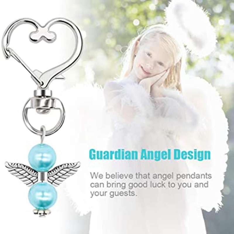 40 Sets Pearl Angel with Heart-shape Set, Include Angel Keychains