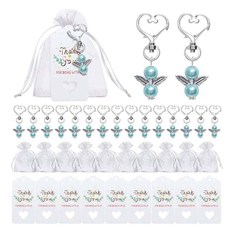 40 Sets Pearl Angel with Heart-shape Set, Include Angel Keychains