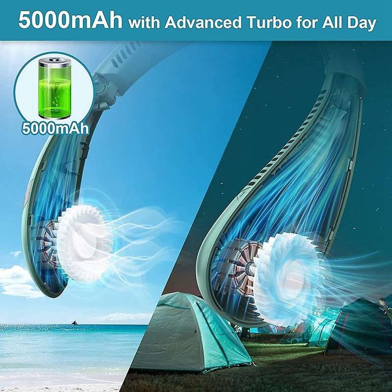 Portable Neck Fan,foldable Bladeless Neck Fan,5000mah Fan,pink