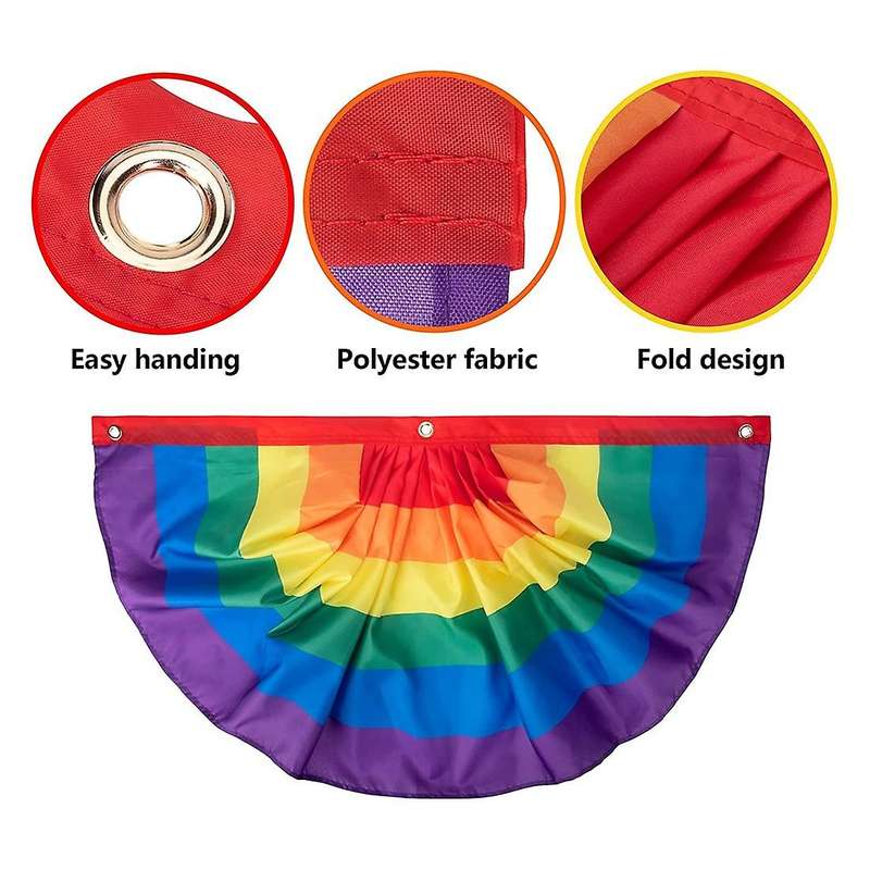 6piece Rainbow Pride Bunting,rainbow Pride Pleated Fan Flag Banner