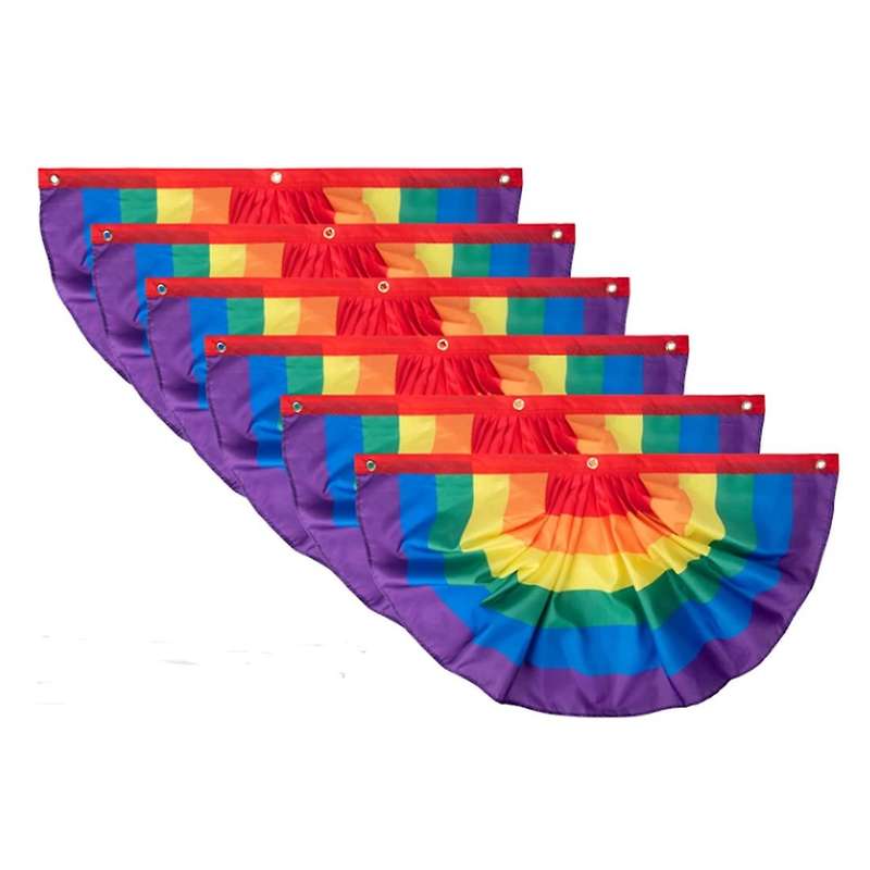 6piece Rainbow Pride Bunting,rainbow Pride Pleated Fan Flag Banner
