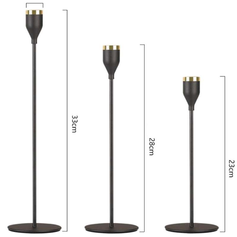 Modern Gold with Black Metal Candle Holders Wedding Home Decor,d