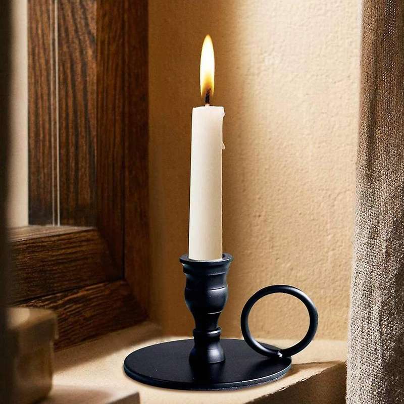 2pcs Portable Matte Black Candle Holders,for Wedding,birthday,dinning