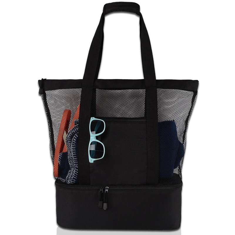 Ladies Picnic Bag Mesh Refrigerator Compartment Zipper Closed