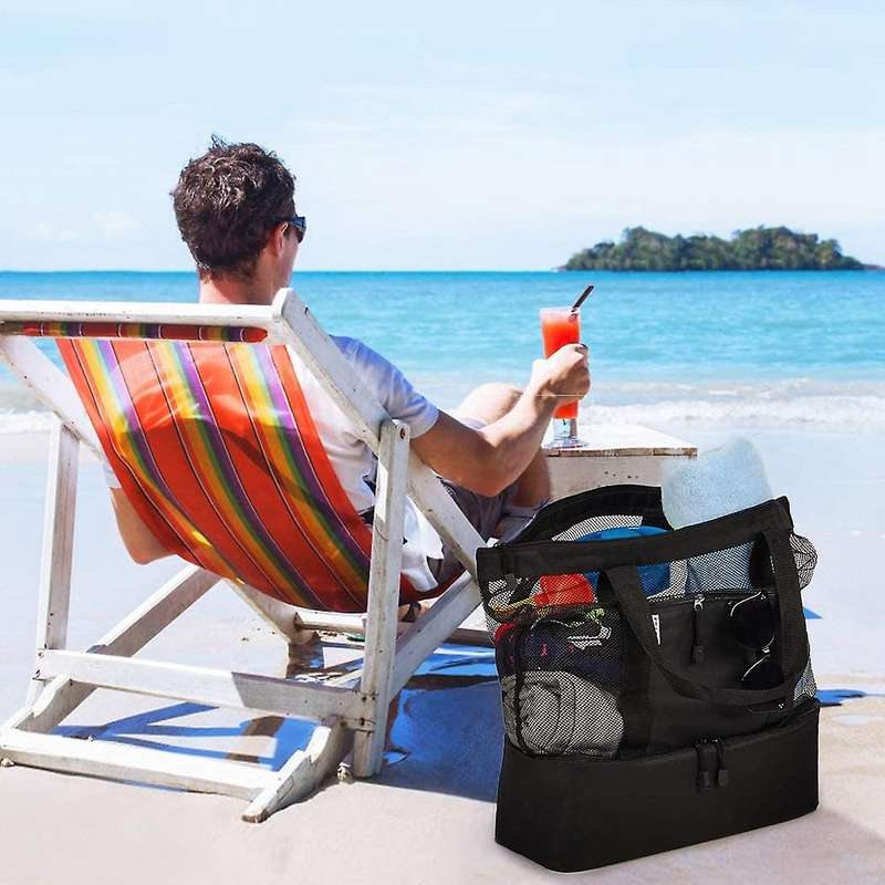 Ladies Picnic Bag Mesh Refrigerator Compartment Zipper Closed