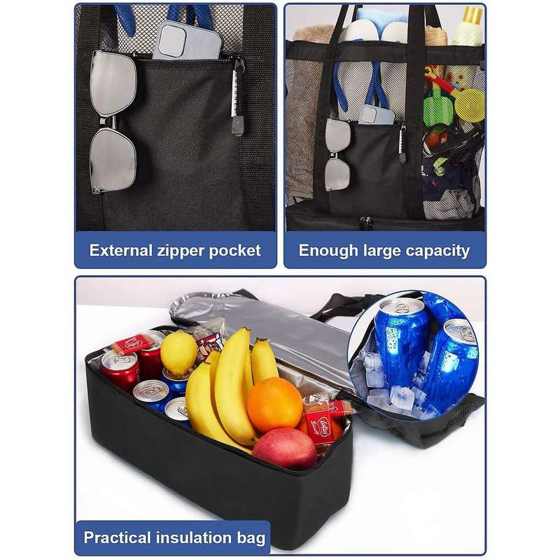 Ladies Picnic Bag Mesh Refrigerator Compartment Zipper Closed
