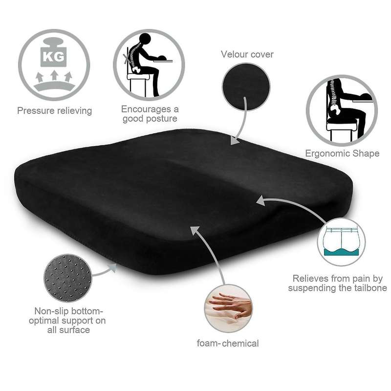 Car Seat Cushion Memory Foam Mat for Auto Office Chair Back
