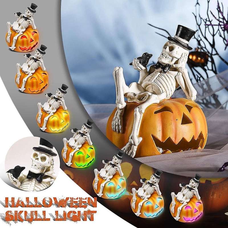 Led Halloween Colorful Night Light Pumpkin Lantern Diy Skull Lamp