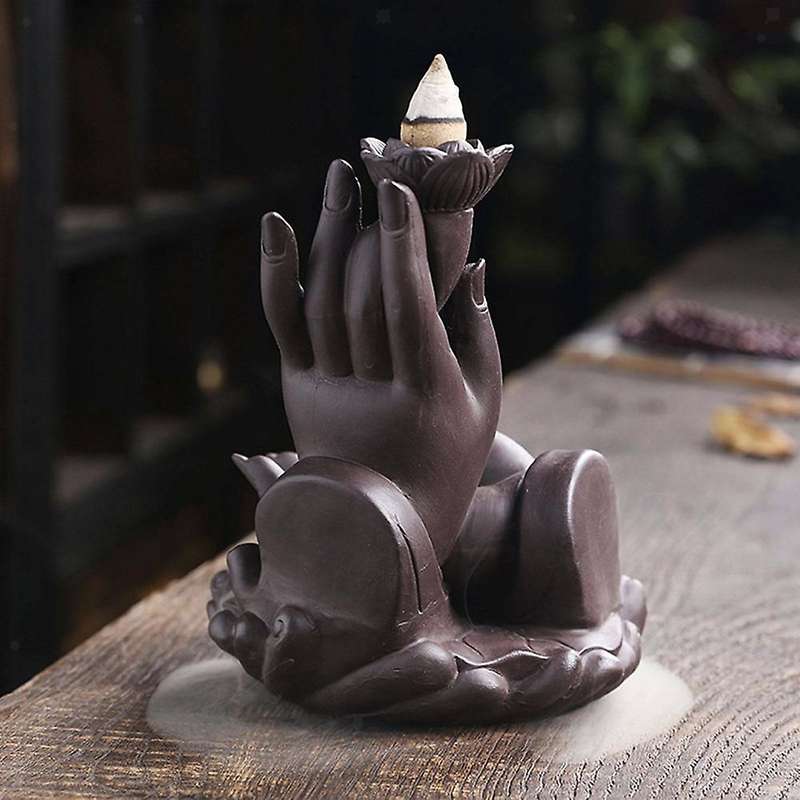 Zen Buddha Hand Backflow Waterfall Incense Burner, Incense Holder