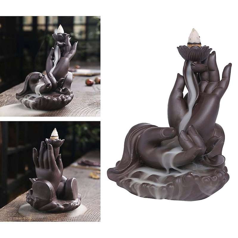 Zen Buddha Hand Backflow Waterfall Incense Burner, Incense Holder