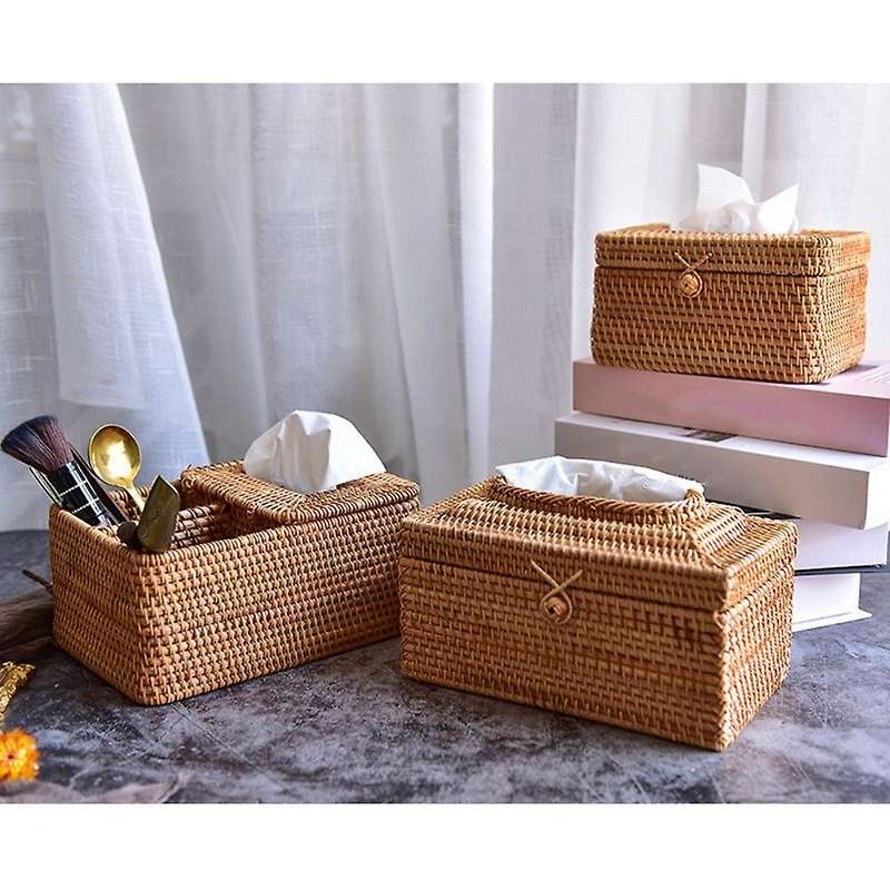 Rattan Tissue Box Home Decoration Handmade Desktop Tissue Rattan,b