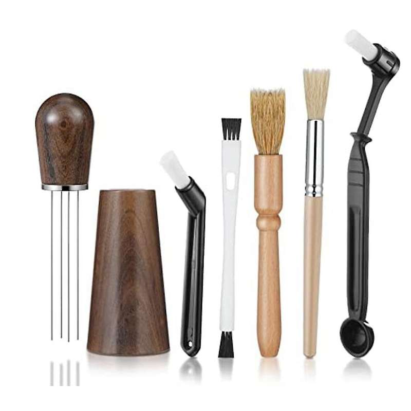 6 Pieces Espresso Coffee Stirrer Coffee Brush Set Espresso Brush Kit