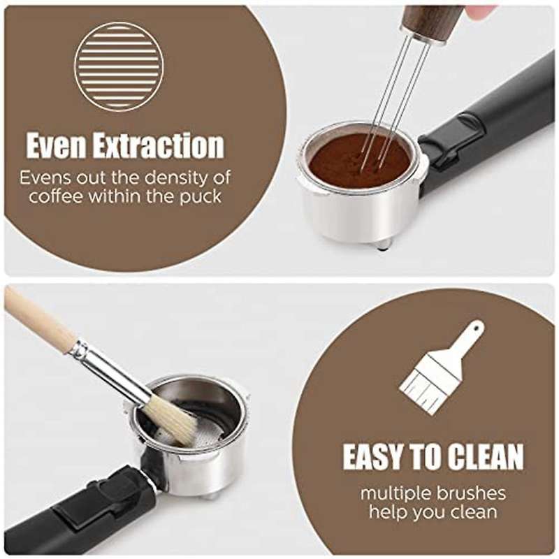 6 Pieces Espresso Coffee Stirrer Coffee Brush Set Espresso Brush Kit