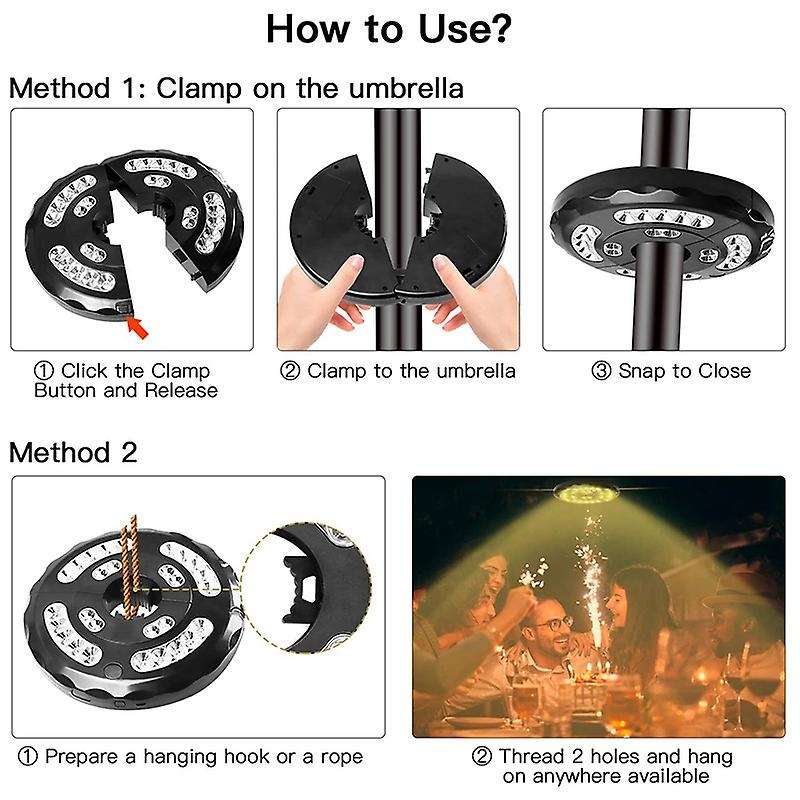 Umbrella Light, Garden Umbrella Light Rechargeable Usb Battery