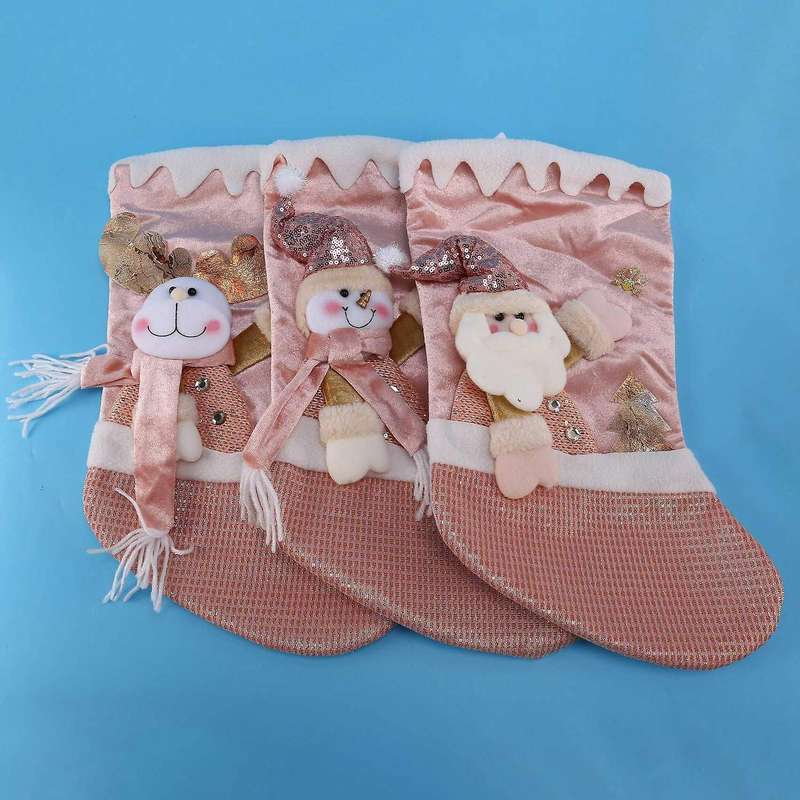 3pcs Christmas Stocking Xmas Tree Decor Bag for Party Home Decoration