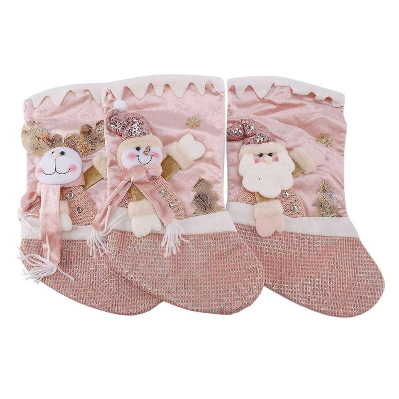 3pcs Christmas Stocking Xmas Tree Decor Bag for Party Home Decoration