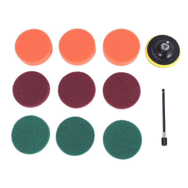 Drill Brush Set, Extend Long Attachment, Scrub Pads, Sponge