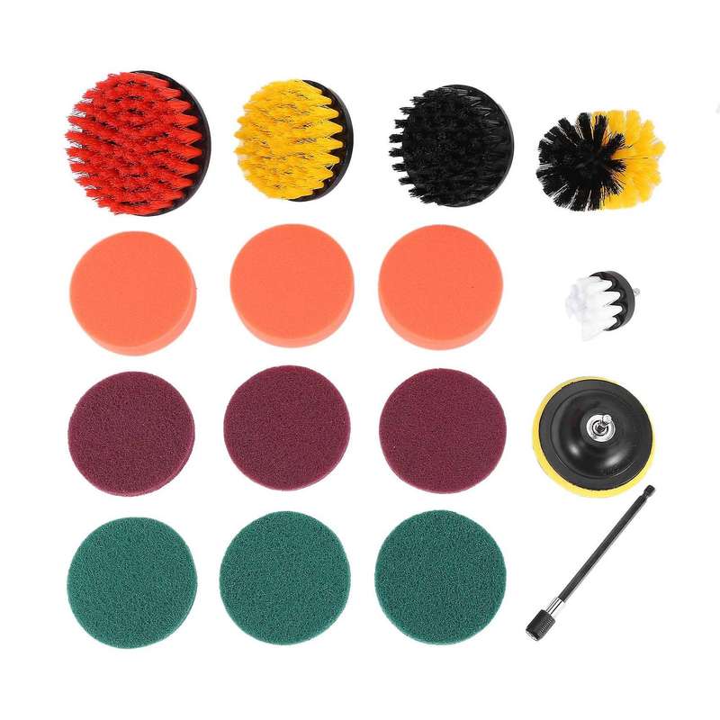 Drill Brush Set, Extend Long Attachment, Scrub Pads, Sponge