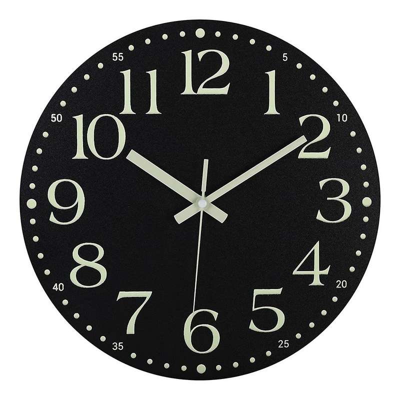 12 Inch Silent Non-ticking Battery Operated Clock, Lighted Wall Clock