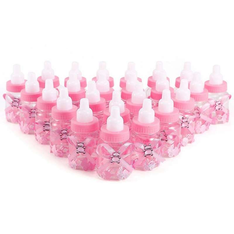 24 X Baby Bottle Mini Baby Bottle 4x9cm Rhinestone Blue Bear Gift Fav