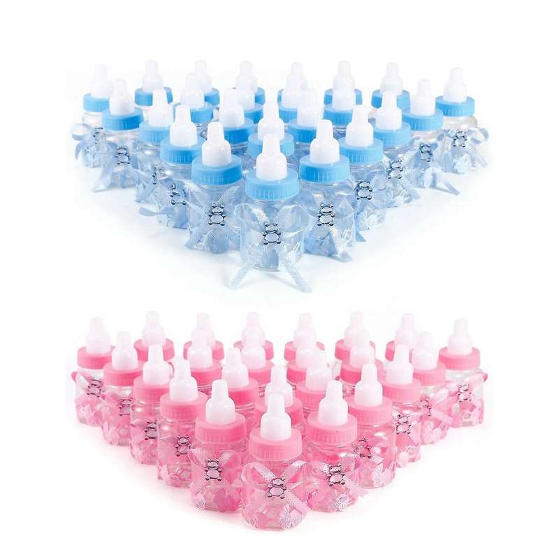 24 X Baby Bottle Mini Baby Bottle 4x9cm Rhinestone Blue Bear Gift Fav