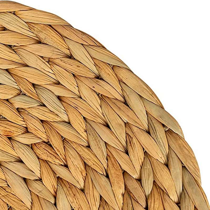 Round Woven Rattan Placemats, Water Hyacinth Placemats, Set Of 6