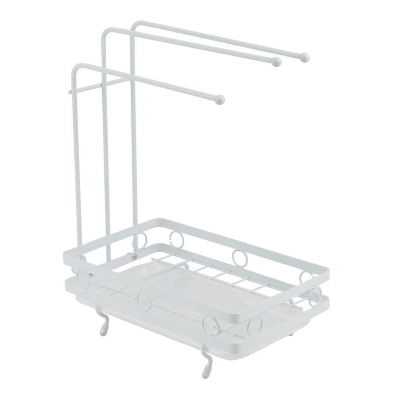 Kitchen Storage Stand Sink Rag Sponge Drainer Rack Organizer, White