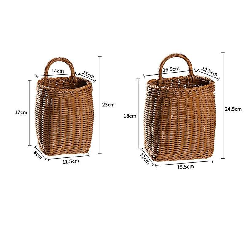 Hand-woven Storage Baskets Rattan Hanging Basket with Handle Decor B
