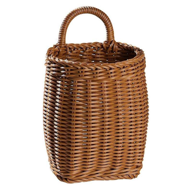 Hand-woven Storage Baskets Rattan Hanging Basket with Handle Decor B