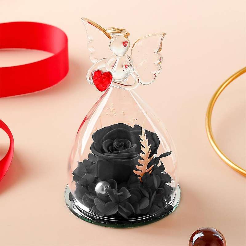 Gift for Girlfriend Forever Rose In Angel Glass Cover Gifts(blue)