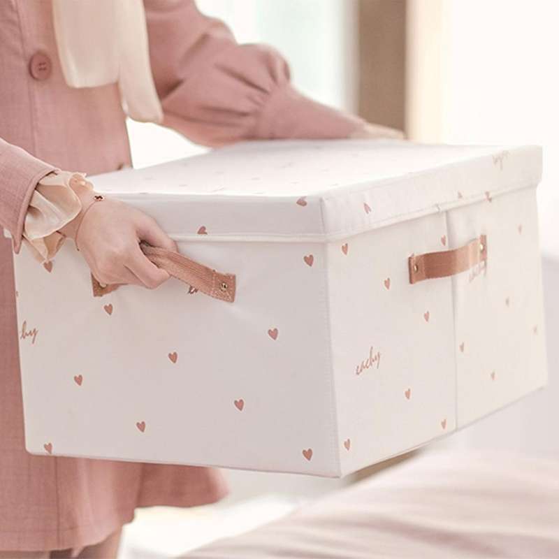 Large Capacity Storage Boxes with Lids Folding Storage Box(white)