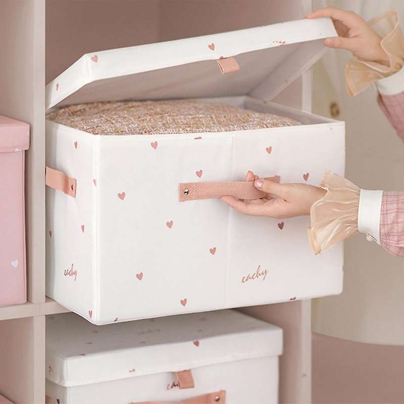 Large Capacity Storage Boxes with Lids Folding Storage Box(white)