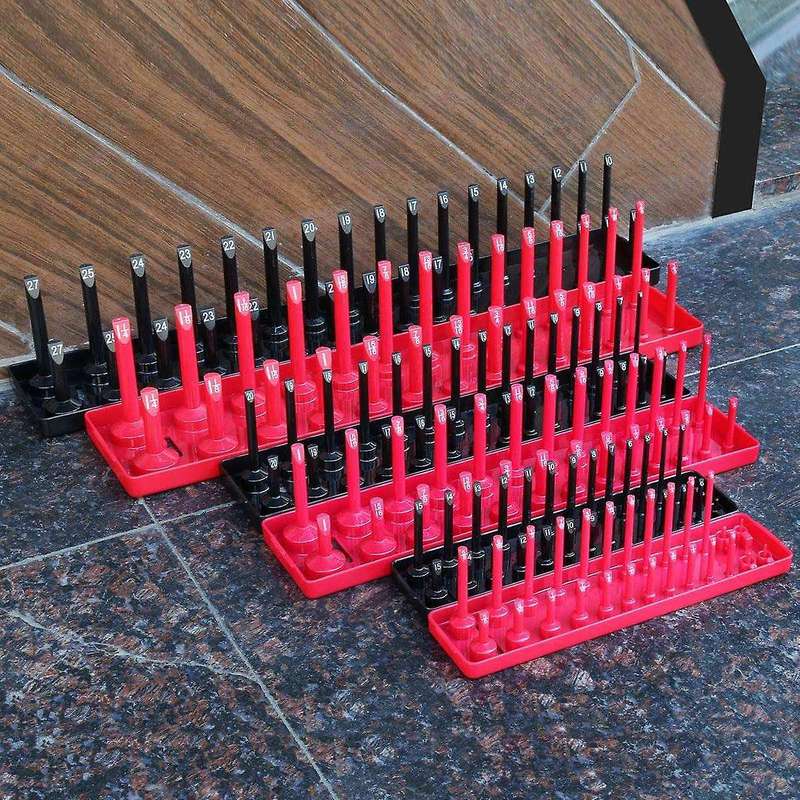 3pc Socket Organizer Tray Set Black Metric 1/4inch 3/8inch & 1/2inch
