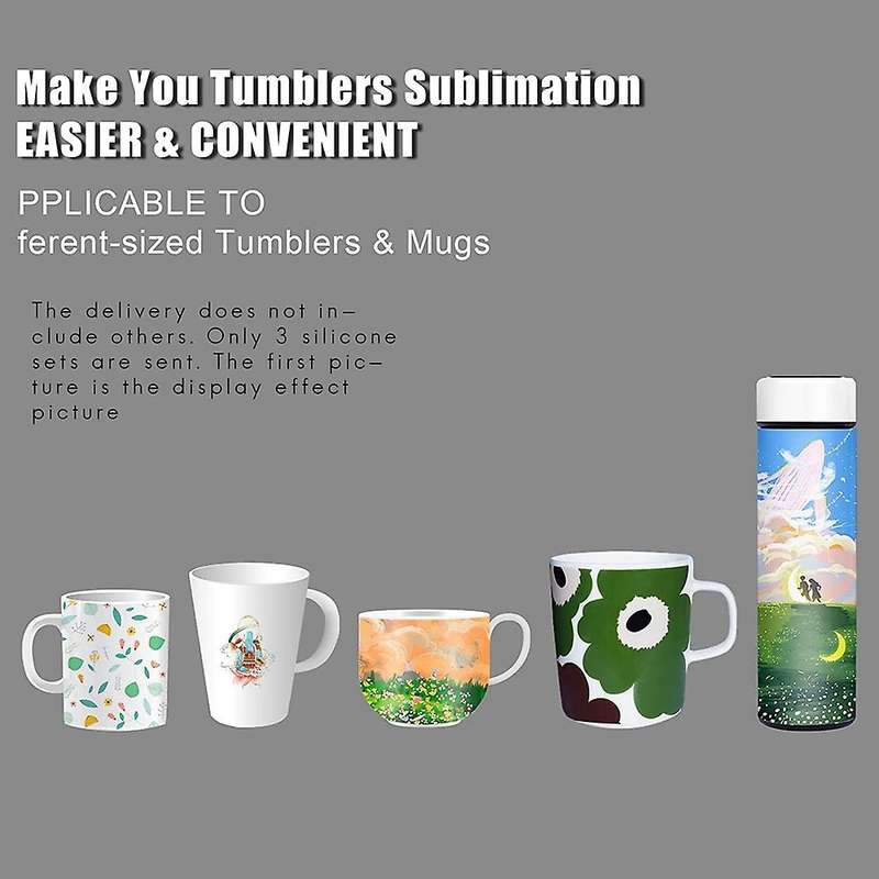 3pc Silicone Mug Wrap 20oz 16oz 12oz Wrap Mug Press Sublimation Print