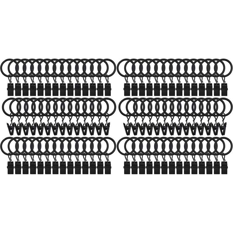 42 Packs Of Curtain Ring,with Clips,decorative Curtains,1 Inch,black