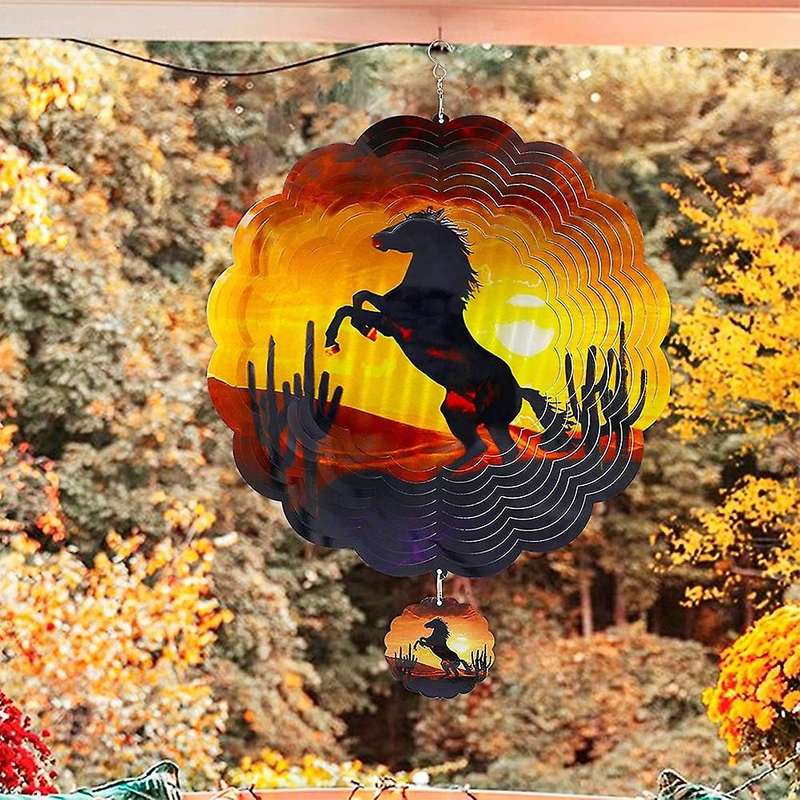 Outdoor Art Outside Decorations 12inch Wind Spinner Gifts Horse