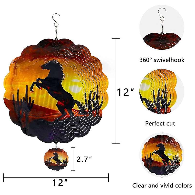 Outdoor Art Outside Decorations 12inch Wind Spinner Gifts Horse
