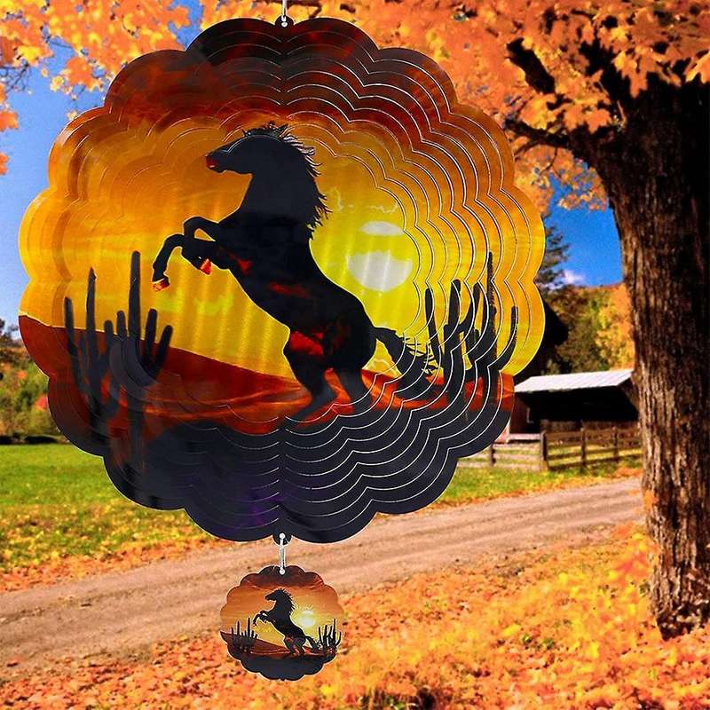 Outdoor Art Outside Decorations 12inch Wind Spinner Gifts Horse
