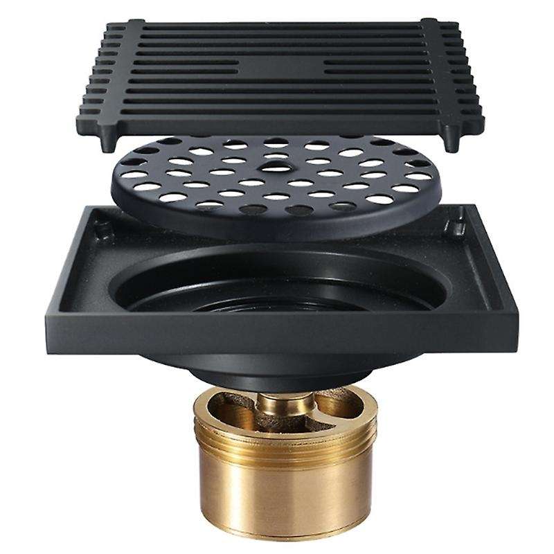 Square Floor Drain 10x10cm Black Copper Anti-reflective Floor Drain