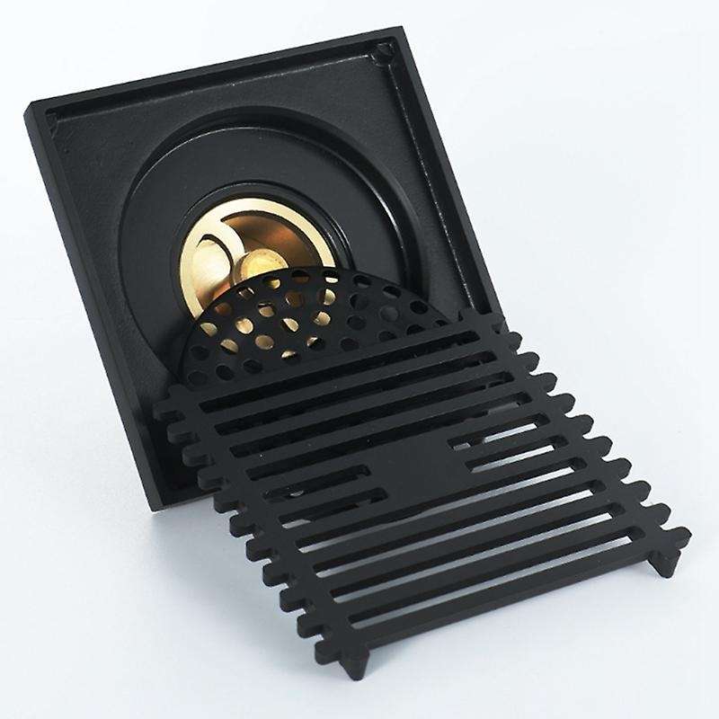 Square Floor Drain 10x10cm Black Copper Anti-reflective Floor Drain