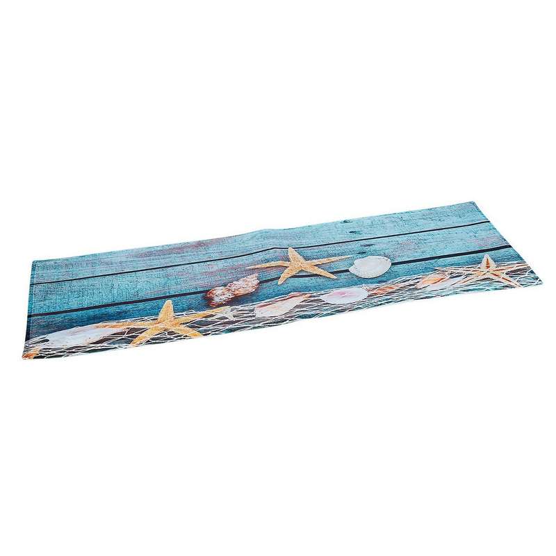 2x Blue Fishing Net Conch Shells Starfish Nautical Non-slip Bath Mats