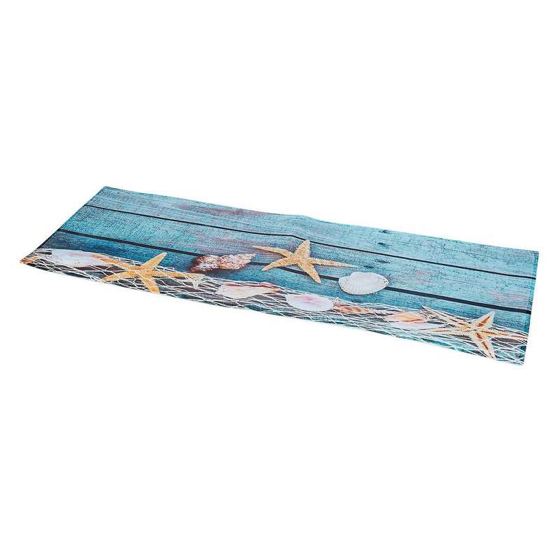 2x Blue Fishing Net Conch Shells Starfish Nautical Non-slip Bath Mats