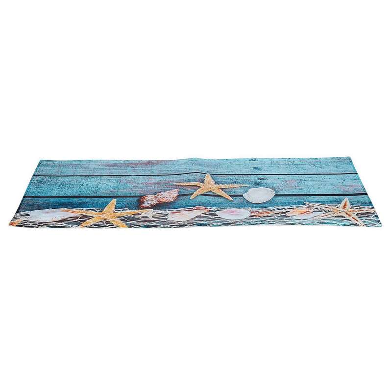 2x Blue Fishing Net Conch Shells Starfish Nautical Non-slip Bath Mats