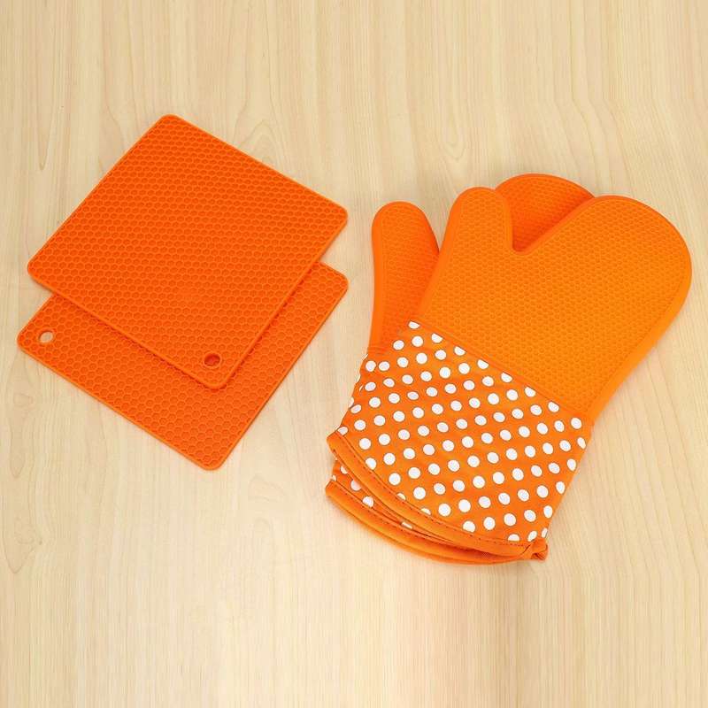 Silikon Ofenhandschuhe Und Topflappen Set,topfhandschuhe& Silikon