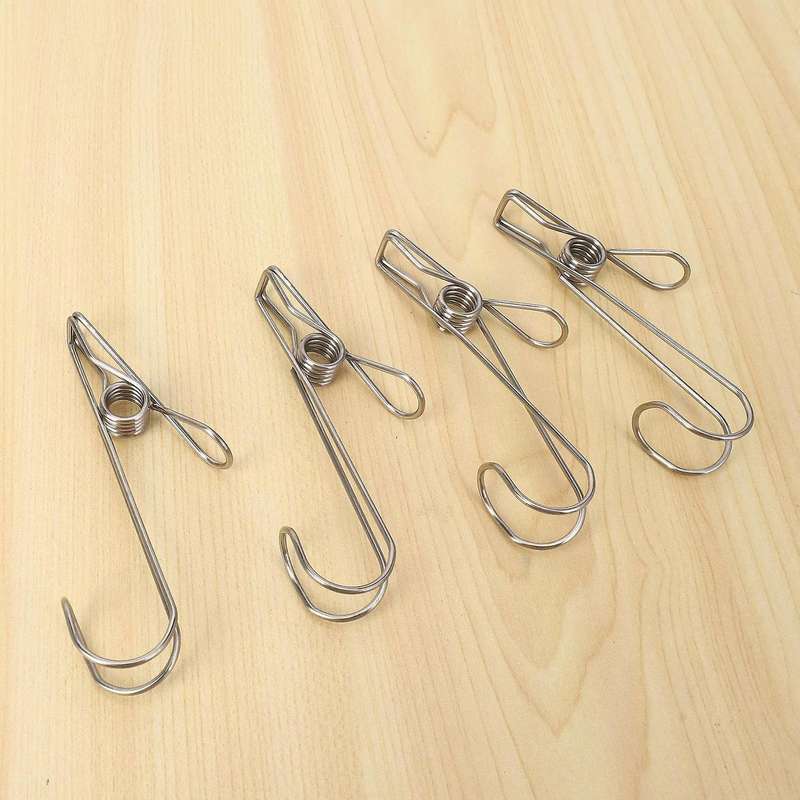 40pc Metal Long Tail Clip with Hooks Clothes Pins for Kitchen Office