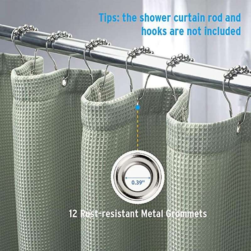 Sage Green Shower Curtain, Water-repellent, 12 Metal Grommets,72x72in