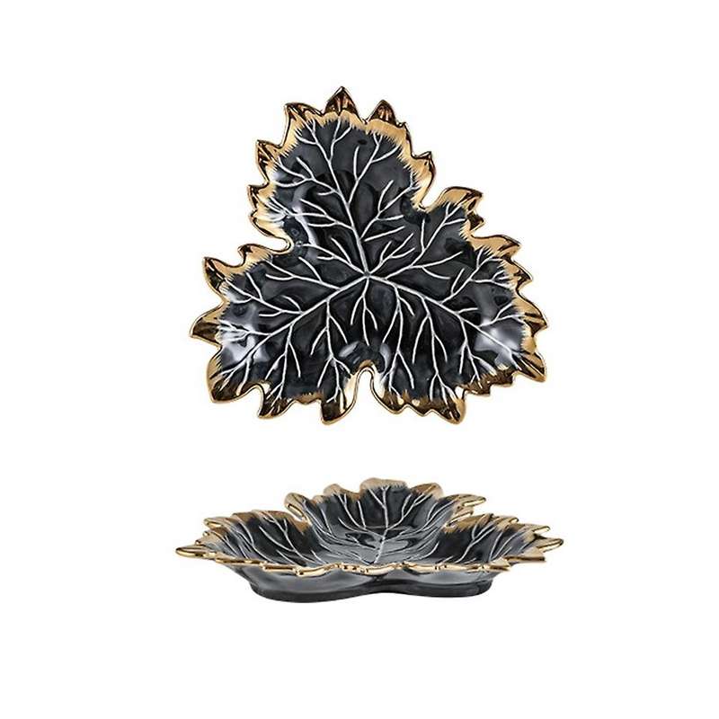 Phnom Penh Maple Leaf Plate Ceramic Jewelry Storage Tray Tableware D